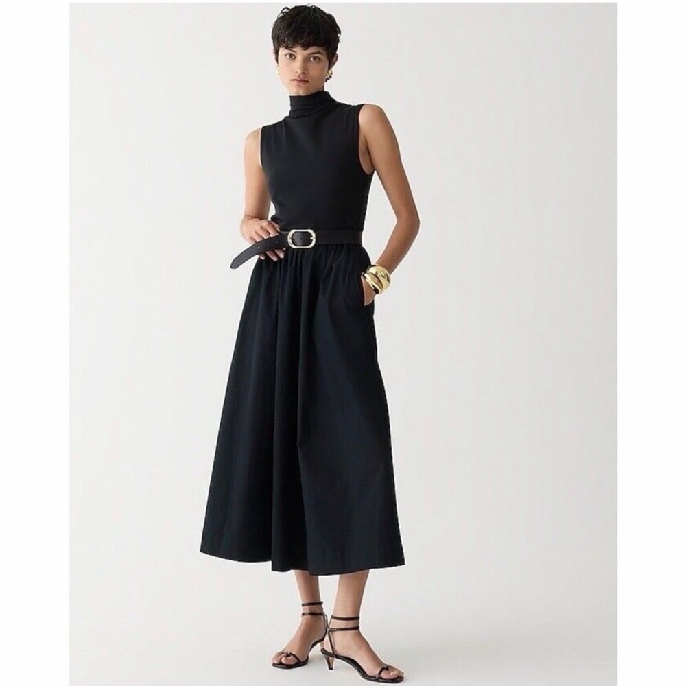 J Crew Black Sleeveless Midi Dress